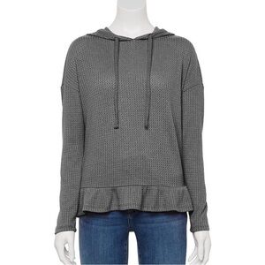 LC Lauren Conrad Charcoal Waffle Knit Hoodie